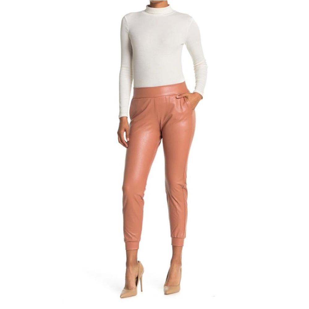 Commando Faux Leather Jogger in Color Adobe